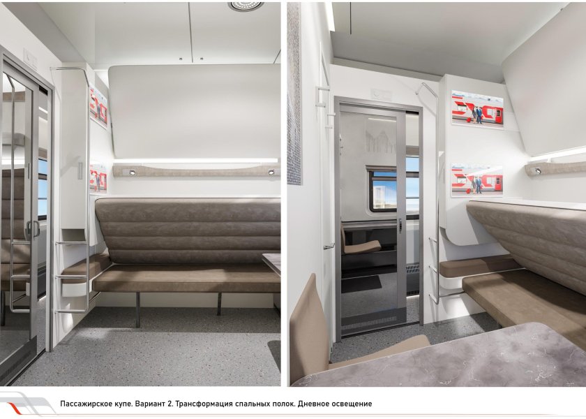 Двухэтажный вагон РЖД внутри