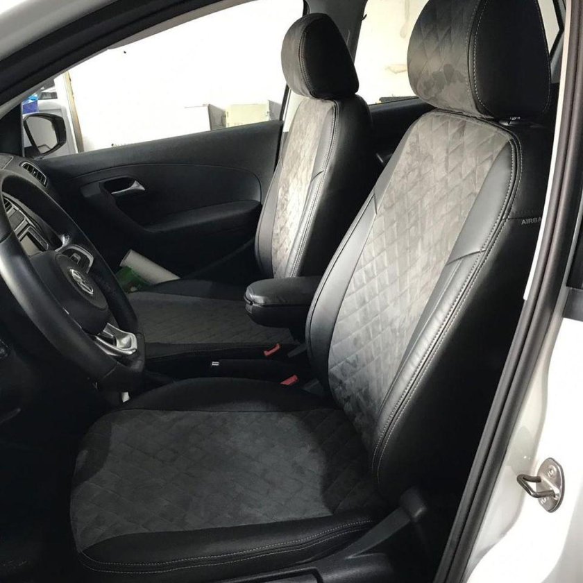 Чехлы экокожа алькантара Фольксваген поло Автопилот