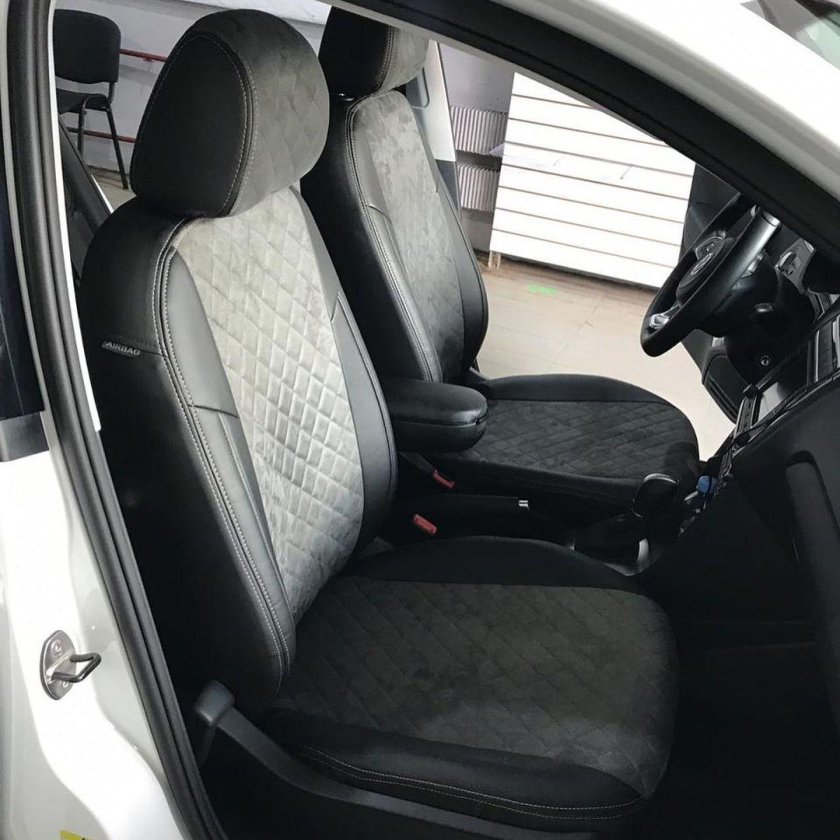 Чехлы экокожа алькантара Фольксваген поло Автопилот