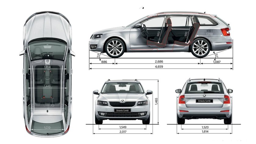 Габариты Шкода Октавия а7 универсал