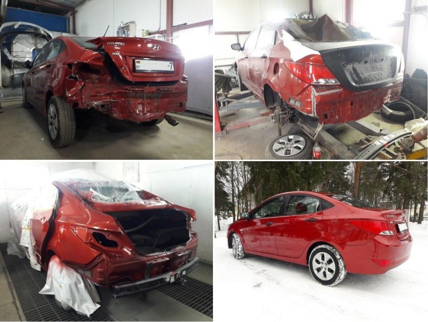 Машина до и после кузовного ремонта