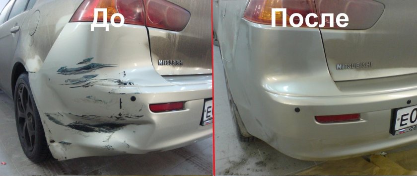 Ремонт бампера до и после