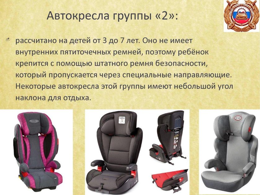 Автокресло для детей категории