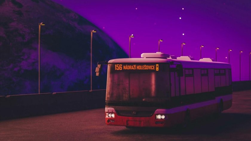 Фиолетовый автобус