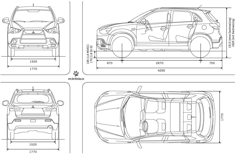 Mitsubishi ASX габариты
