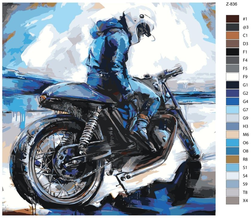 Картина по номерам мотоцикл