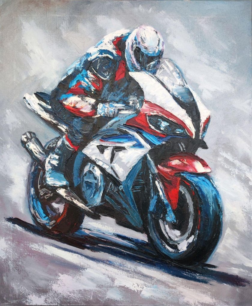 Картина маслом мотоцикл
