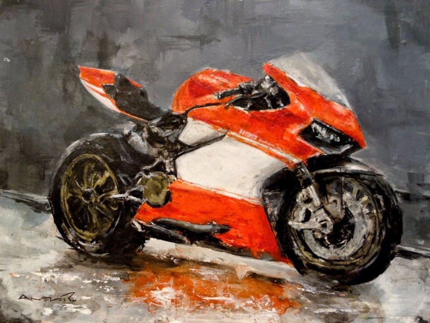 Мотоцикл живопись