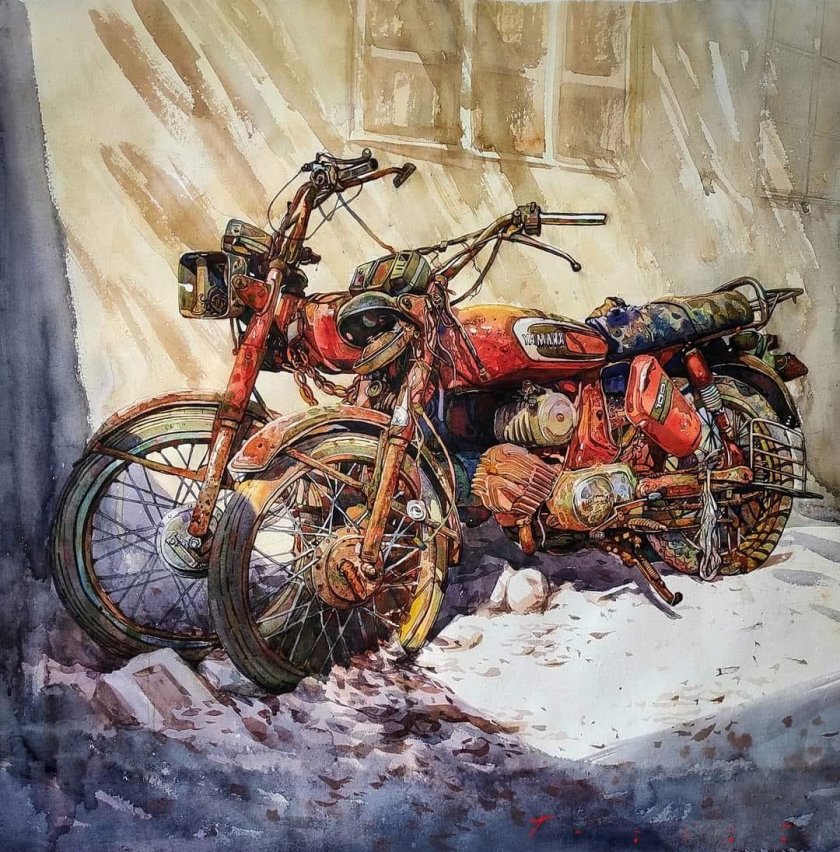 Мотоцикл живопись