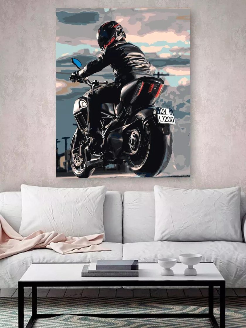 Картина по номерам мотоциклист