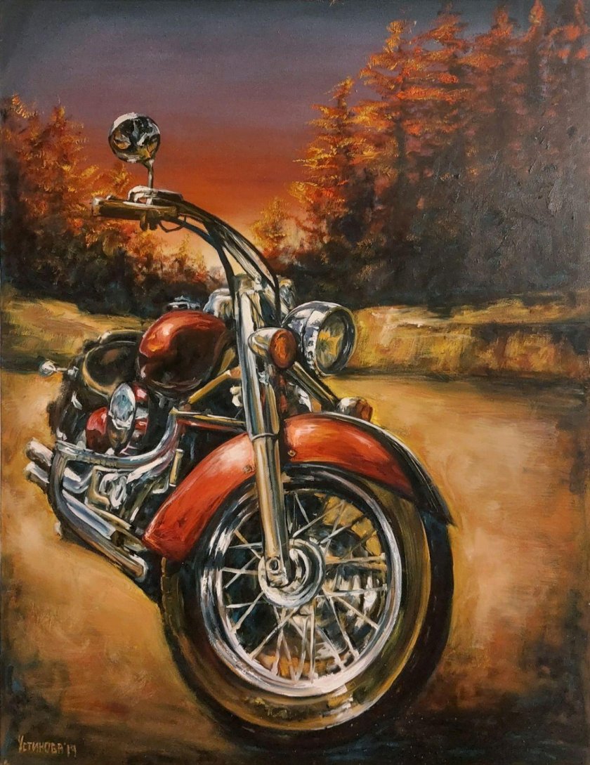 Мотоцикл живопись