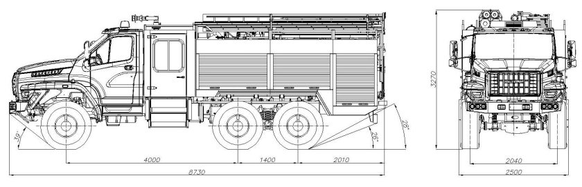Ширина пожарного автомобиля Урал