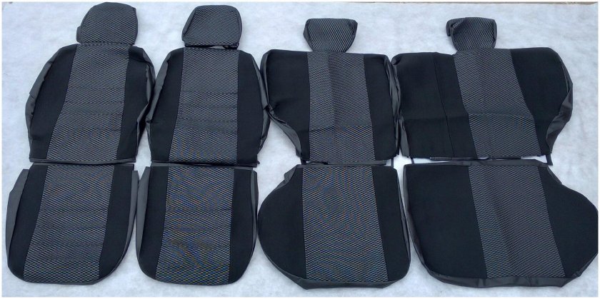 Авточехлы для ВАЗ 1117-19 Калина Мангуст жаккард/кожзам сумка 13пр серый