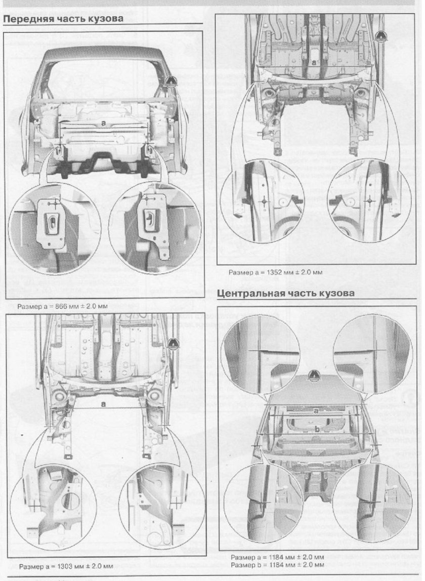 Контрольные точки геометрии кузова Шкода Рапид 2017