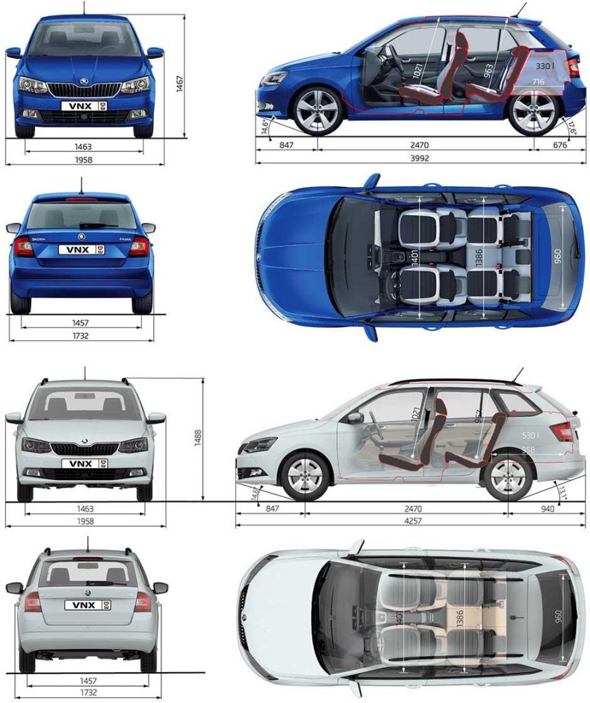 Skoda Fabia 2 габариты