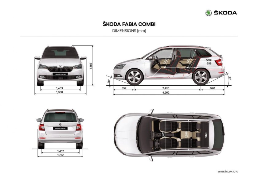 Skoda Fabia Combi 2013 габариты
