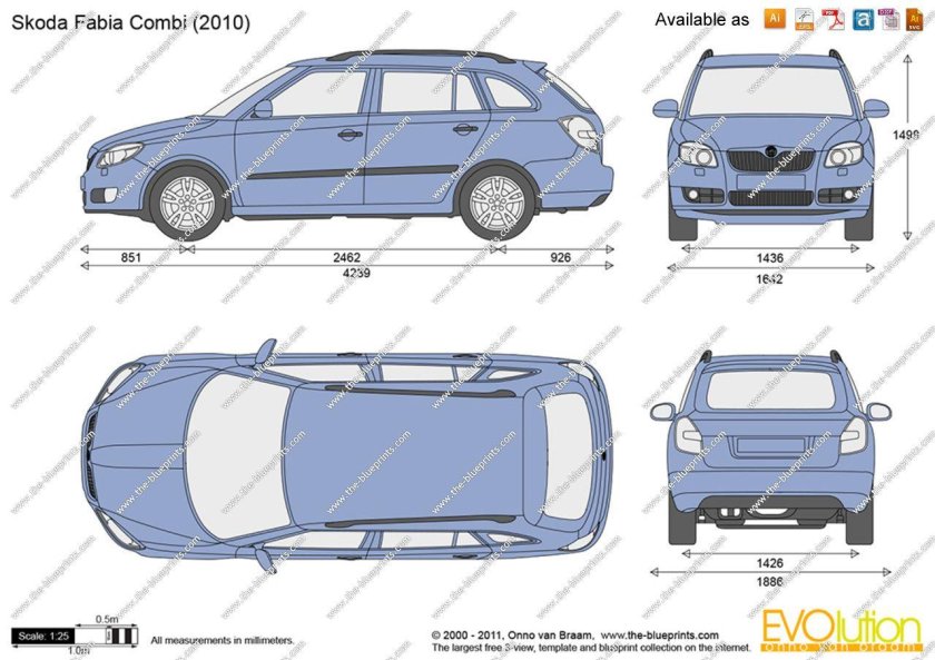 Skoda Fabia Combi 2013 габариты
