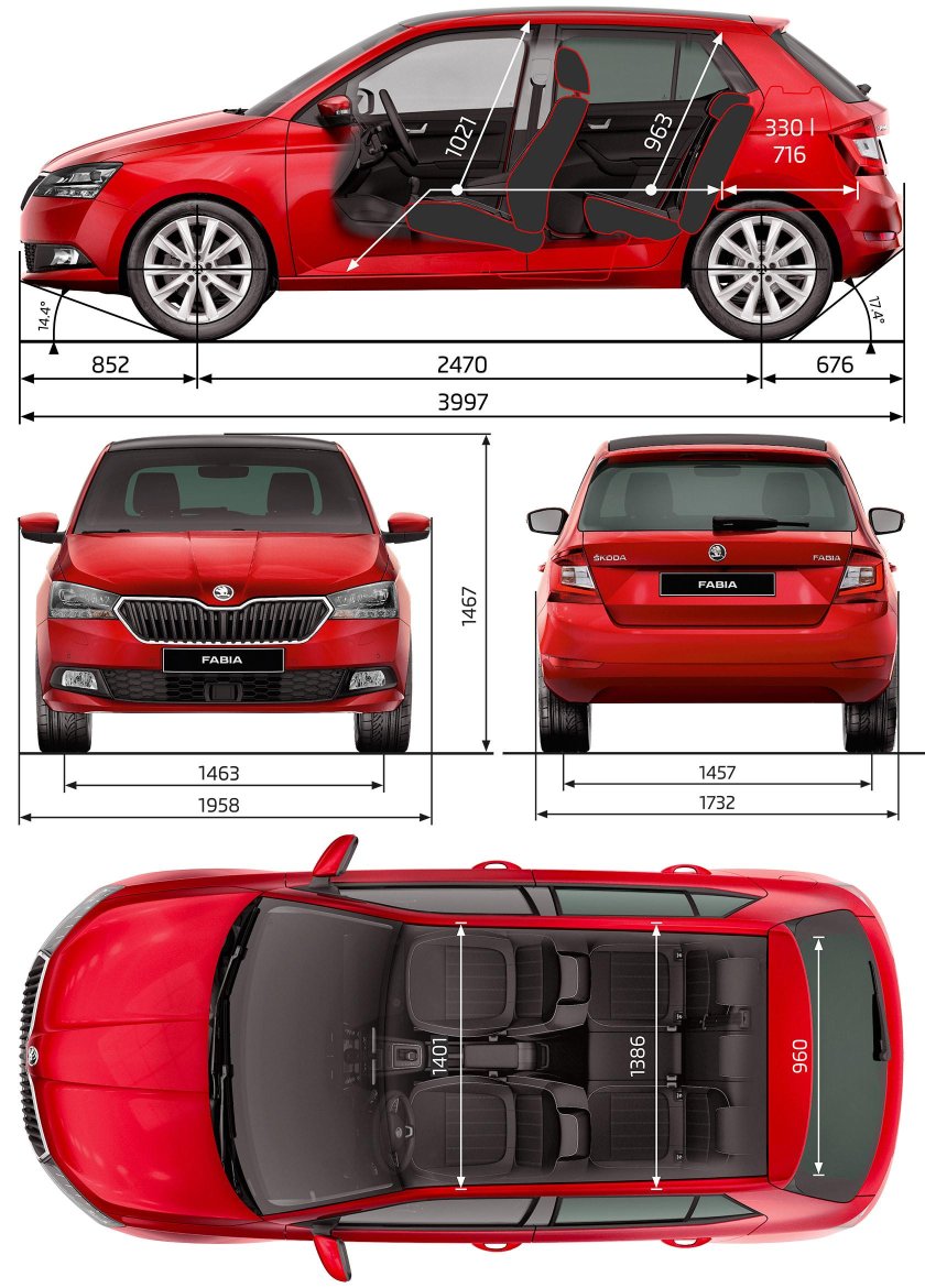 Габариты Шкода Фабия 2