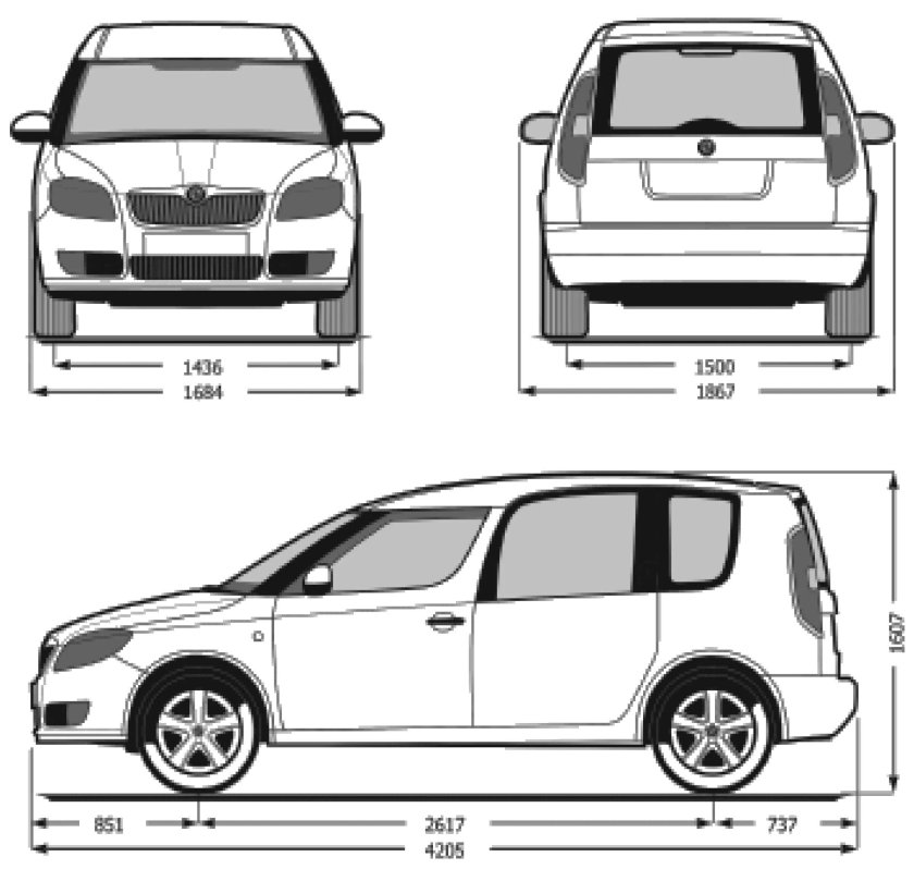 Skoda Fabia 2007 чертеж