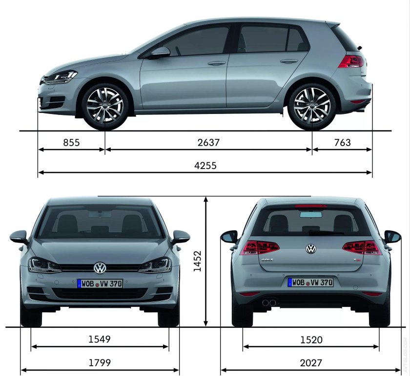 Volkswagen Golf 7 габариты
