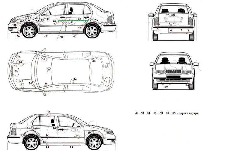 Skoda Fabia 2007 чертеж