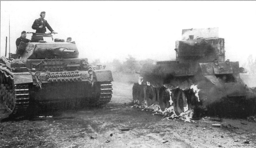 Подбитый немецкий танк 1941