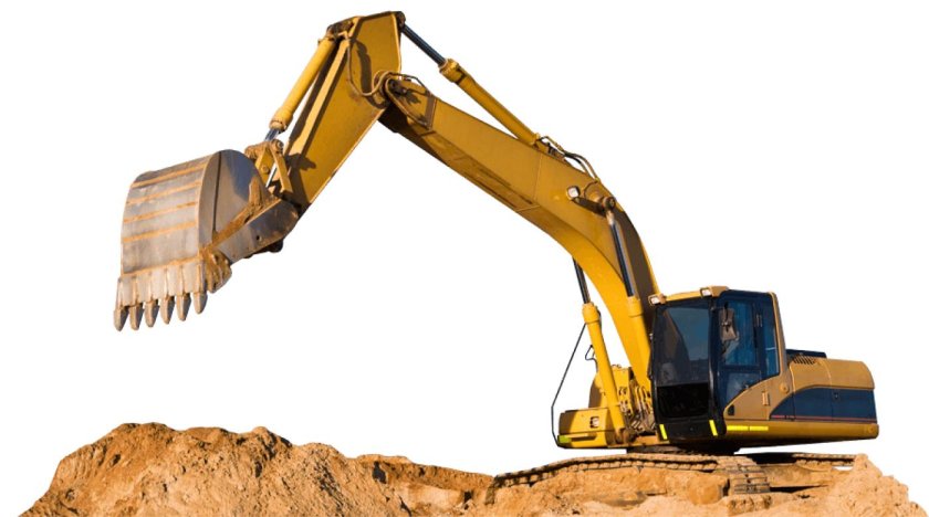 Экскаватор с поднятым ковшом