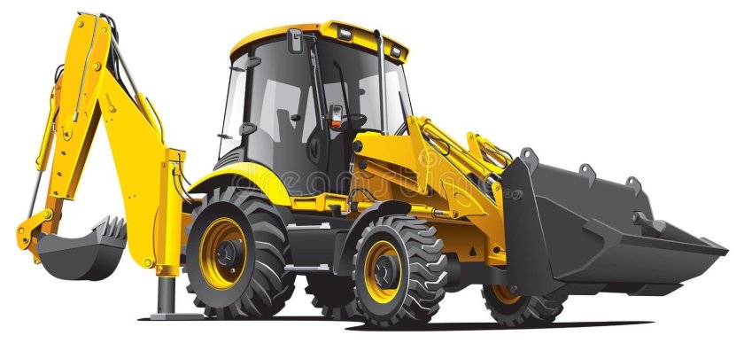 Экскаватор погрузчик на прозрачном фоне