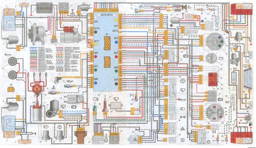 Электрическая схема ВАЗ 2105 инжектор