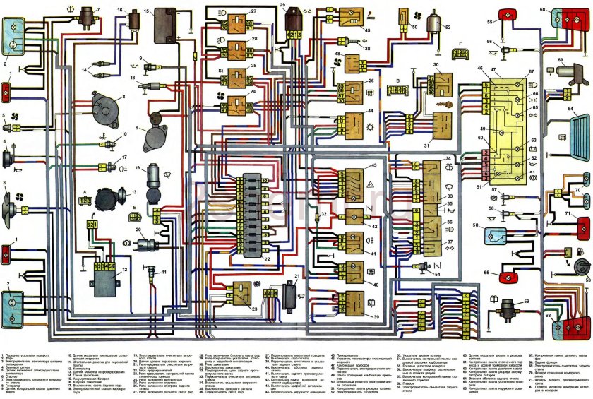 Электрическая схема ВАЗ 1111 Ока