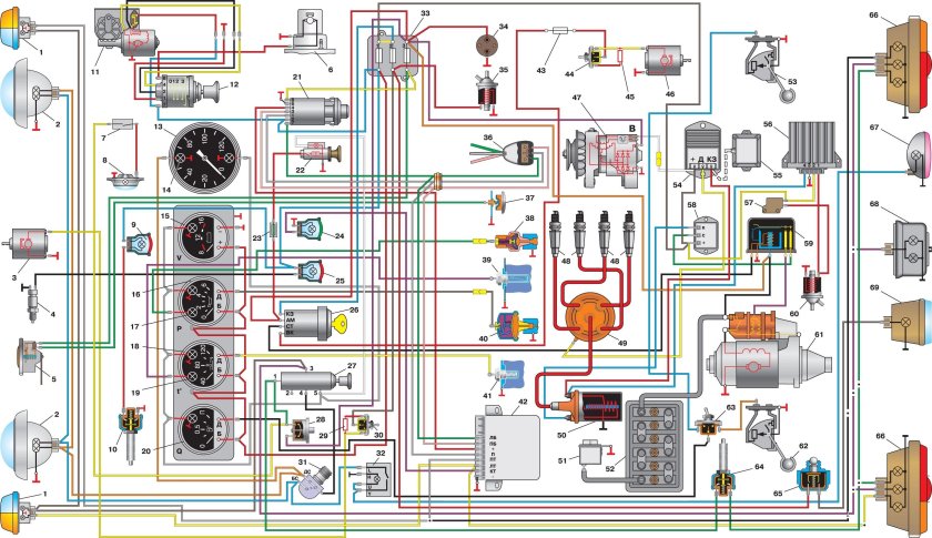 Электросхема УАЗ 452 Буханка
