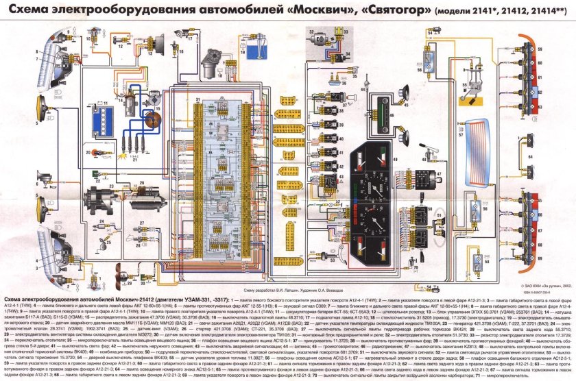 Схема проводки Москвич 2141 с двигателем ВАЗ 2106