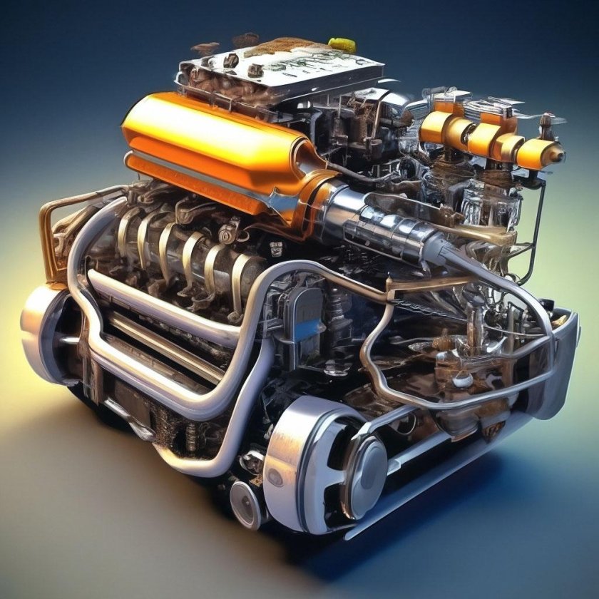 Двигатель автомобиля в разрезе