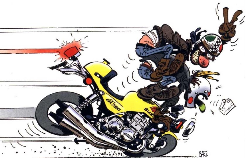 Карикатура мотоциклист