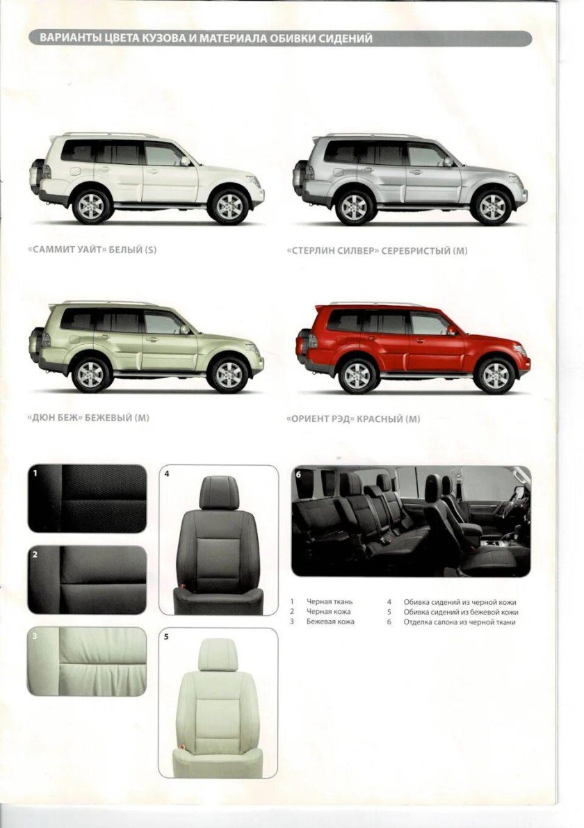 Митсубиси Паджеро 2 цвет кузова