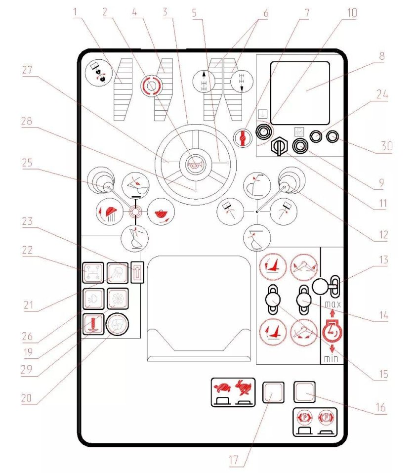 Кабина ЕК-14 рычаги управления