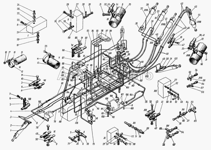 Схема гидравлики экскаватора ЭО 2621