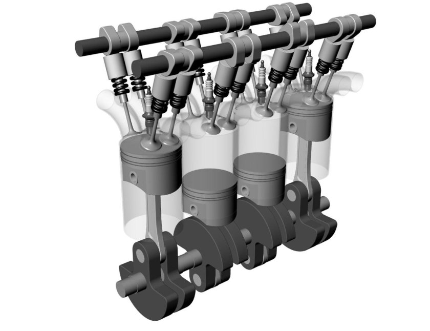 4 Тактный двигатель 3d визуализация