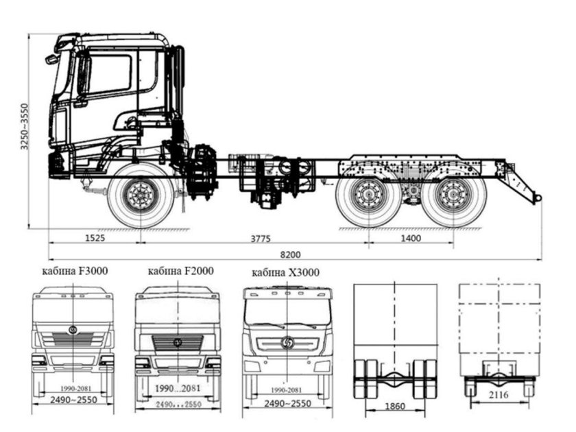 Shacman sx32586v385 6х6 шасси