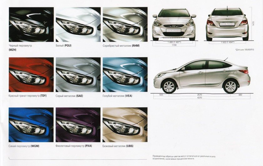 Hyundai Solaris цветовая гамма