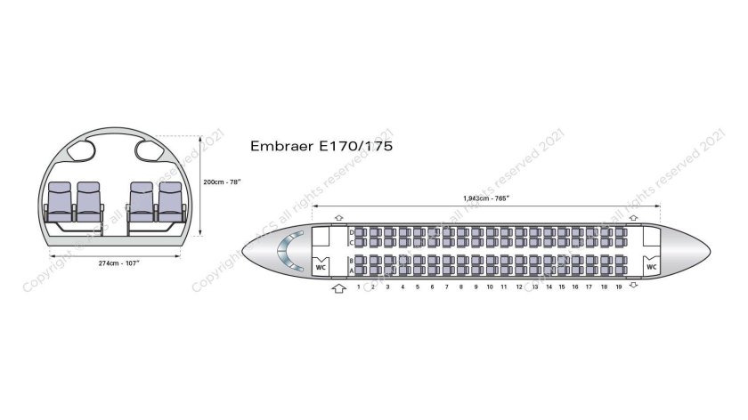 Embraer 175 Белавиа схема салона