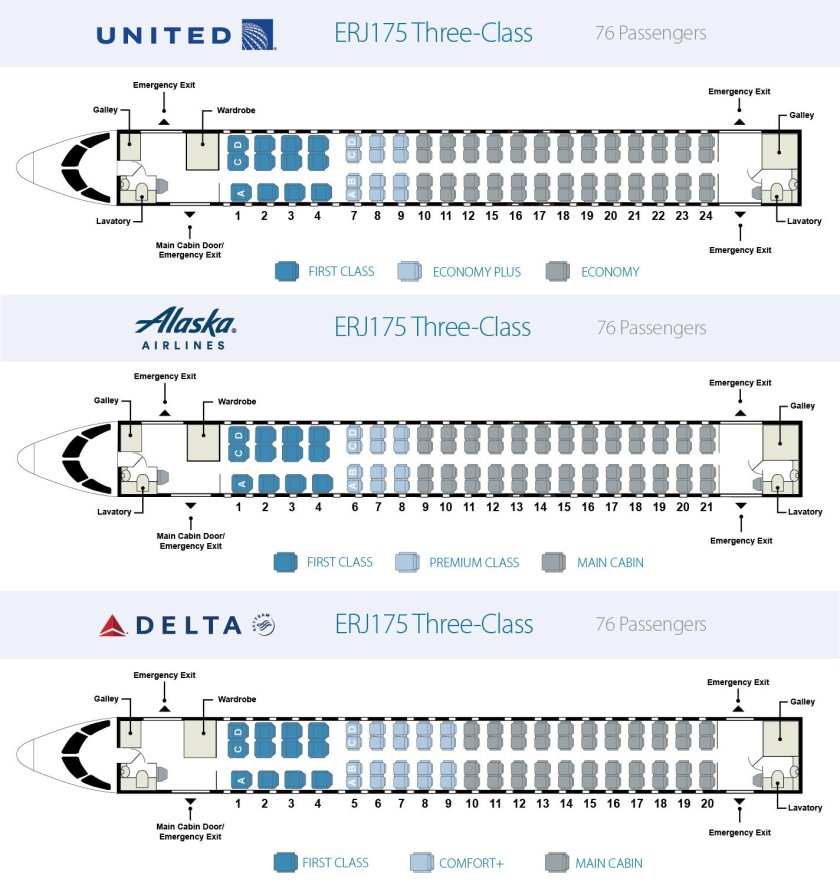 Embraer 175 схема салона