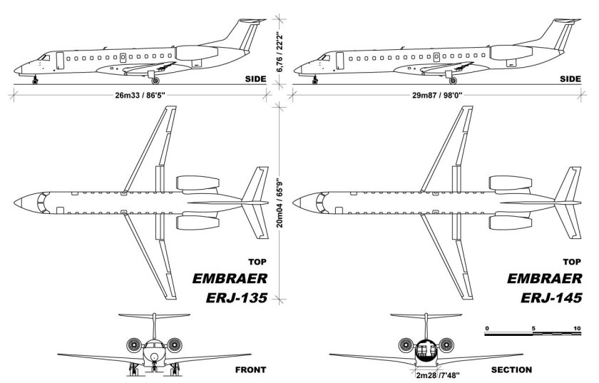 Чертёж Embraer 140