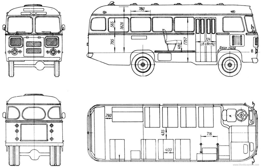 Габариты салона ПАЗ-672