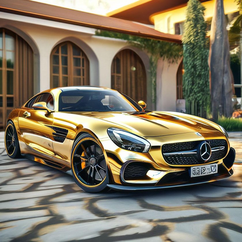 Золотой mercedes amg gt