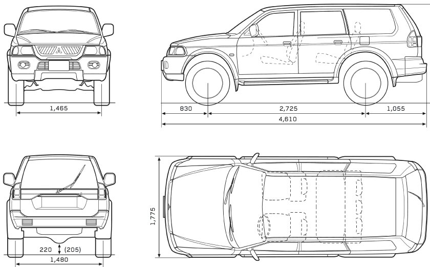 Габариты Mitsubishi Pajero Sport 2