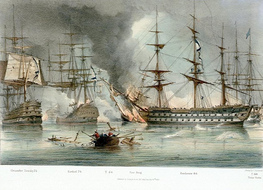 Корабль Азов в Наваринском сражении