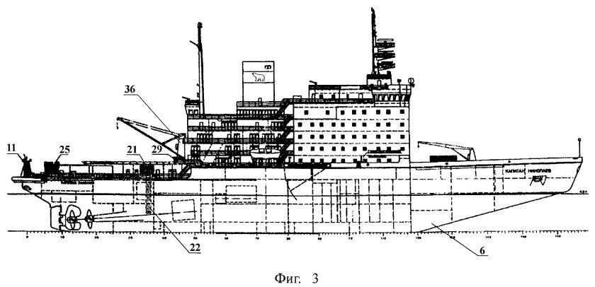 Ледокол Красин продольный разрез