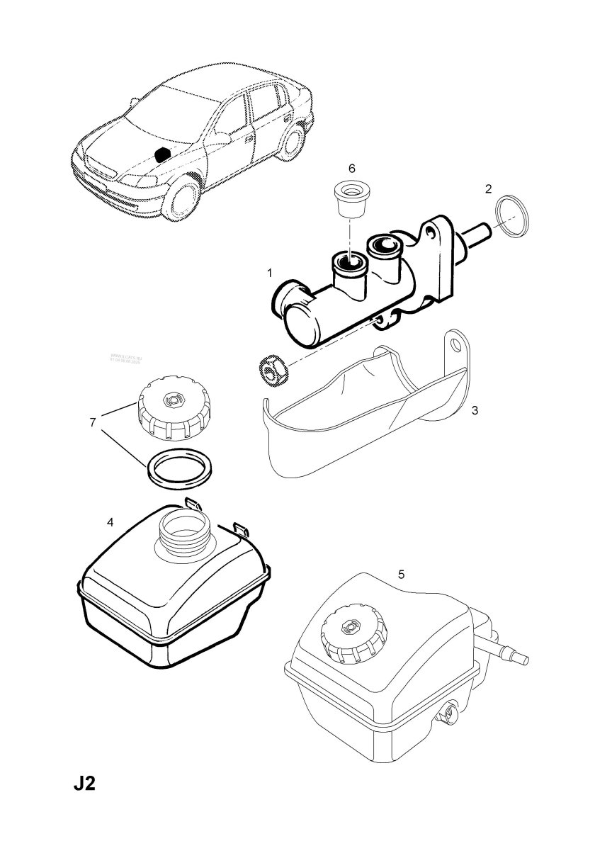 Тормозной бачок Опель Астра g чертеж