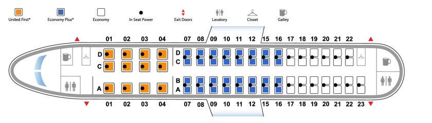 Схема мест в самолете Embraer 170